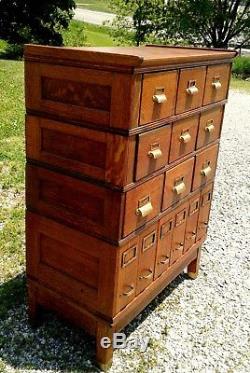Antique 4 Stack YAWMAN AND ERBE Tiger Oak File Cabinet 1910 Era