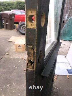 Antique 85.25 Tiger Oak Orig Single Glass Pane Wood Entrance Door Black Stunning