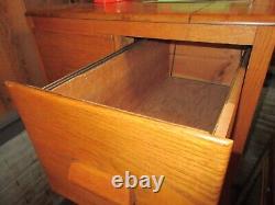 Antique 8 Drawer Tiger Oak Wood File Cabinet Brass Hardware Hand Made