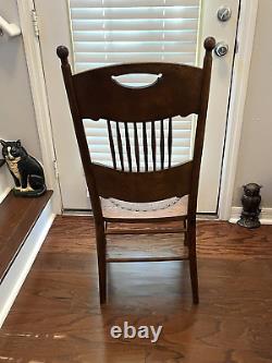 Antique American 1880 Tiger Oak Chair Leather Seat