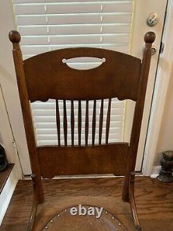 Antique American 1880 Tiger Oak Chair Leather Seat