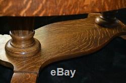 Antique American Empire Solid Oak Tiger Striped Coffee Table