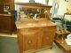 Antique American Quartersawn Tiger Oak Marble Top Sideboard With Mirror