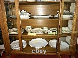 Antique American Tiger Oak Glass Door & 4 Glass Sides China Cabinet Display 1890