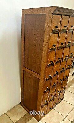 Antique Apothecary Cabinet Mail Storage boxes 28 Tiger Oak Flip up slide doors