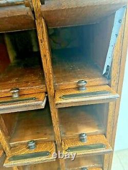 Antique Apothecary Cabinet Mail Storage boxes 28 Tiger Oak Flip up slide doors