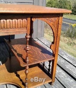 Antique Art Nouveau Tiger Oak Desk, Coffee or Lamp Table 1920 Era