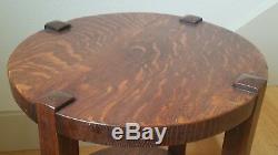 Antique Arts & Crafts 1/4-Sawn Tiger Oak Taboret Table 20 H 14 D Stickley Era