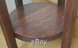 Antique Arts & Crafts 1/4-Sawn Tiger Oak Taboret Table 20 H 14 D Stickley Era