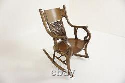 Antique Arts & Crafts Carved Tiger Oak Rocking Chair, America 1900, B2907