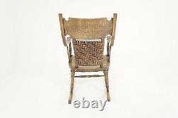 Antique Arts & Crafts Carved Tiger Oak Rocking Chair, America 1900, B2907