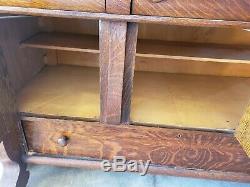 Antique Arts & Crafts / Mission Style Quarter Sawn Tiger Oak Sideboard Buffet
