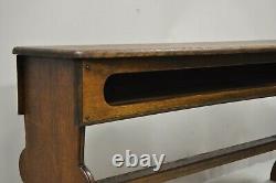 Antique Arts & Crafts Mission Tiger Oak 52 Long Work Bench with Storage Cubby