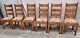Antique Arts & Crafts Mission Tiger Oak Set Of 6 Dining Chairs Restored