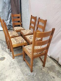Antique Arts & Crafts Mission Tiger Oak Set of 6 Dining Chairs Restored