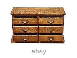 Antique Arts & Crafts Tiger Oak 6 Drawer File Cabinet / Hardware Cabinet