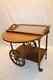 Antique Arts & Crafts Tiger Oak Drop Leaf Serving Table Tea Cart &removable Tray