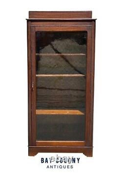 Antique Arts & Crafts Tiger Oak Larkin Single Door Bookcase / China Cabinet