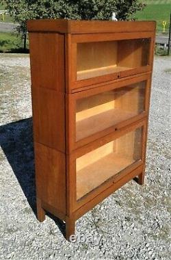 Antique Arts and Crafts 3 Stack Barrister Bookcase Quarter Sawn Oak Mission 1930