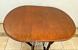 Antique Barley Twist Gate Leg Kitchen Table Drop side Leaf Rare Oval Tiger Oak