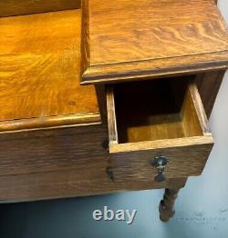 Antique Barley Twist Tiger Oak Dressing Table, c. Early 1900s- LOCAL PICKUP ONLY