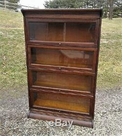 Antique Barrister Bookcase 4 Stack Gunn Tiger Oak with Bull Nose 1900s Era