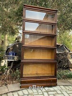 Antique Barrister Bookcase Globe Wernicke Tiger Oak