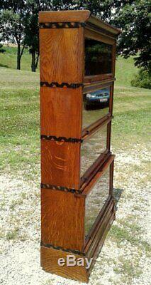 Antique Barrister Bookcase w Step Back Section 4 Stack MACEY Tiger Oak 1900 Era
