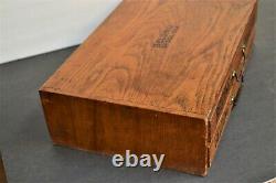 Antique Belding Silk Wooden Tiger Oak Spool Chest Cabinet 2 Drawer Storage Chest