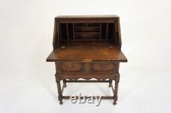 Antique Bobbin Leg Tiger Oak Drop Front Desk, Slant Front, Scotland 1920, B2894