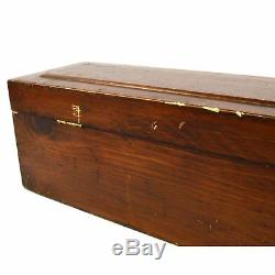 Antique CARPENTERS' TOOL BOX 33.5 Long HARDWOOD & BRASS CHEST Tiger Oak c. 19th