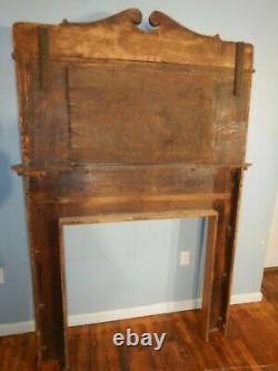 Antique Carved Oak Fireplace Mantle & Mirror 79 High Tiger quarter sawn