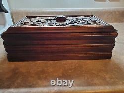 Antique Carved Tiger Oak Bible Box