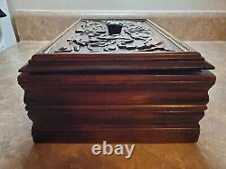 Antique Carved Tiger Oak Bible Box