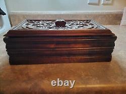 Antique Carved Tiger Oak Bible Box