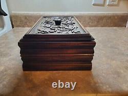 Antique Carved Tiger Oak Bible Box