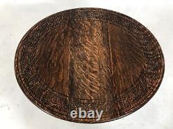 Antique Carved Tiger Oak Drop Leaf, Gateleg Table, Scotland 1910, H720