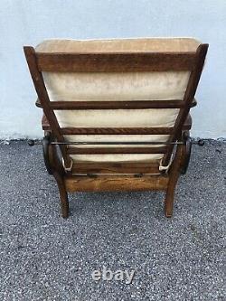 Antique Carved Tiger Oak Lions Head Morris Chair 38 X 31