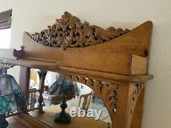 Antique Carved Tiger Oak Sideboard / Buffet / Bar Cabinet Detailed Scrolls
