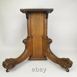 Antique Carved Wood Tiger Oak Ball & Claw Feet Table/Piano Legs Unique Salvage