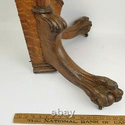 Antique Carved Wood Tiger Oak Ball & Claw Feet Table/Piano Legs Unique Salvage