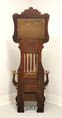 Antique Circa 1900 Victorian Period Tiger Oak Hall Tree with Chair Bench