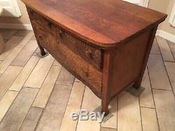 Antique Country Tiger Oak Wood Dresser Chest of Drawers Bedside Table