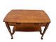 Antique Desk Library Table One Drawer Bottom Shelf Tiger Oak English Country
