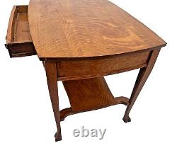 Antique Desk Library Table One drawer Bottom shelf Tiger Oak English Country