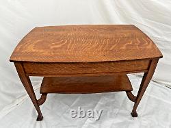 Antique Desk Library Table One drawer Bottom shelf Tiger Oak English Country
