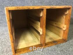 Antique Desktop 4 Drawer Tiger Oak Wood Card File Box Cabinet