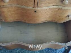 Antique Dresser 1900s Serpentine Tiger Oak Dresser withMirror & Original key