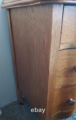 Antique Dresser 1900s Serpentine Tiger Oak Dresser withMirror & Original key