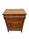 Antique Dresser Tallboy Five Drawers Quarter Sawed Tiger Oak Five Locks No Key